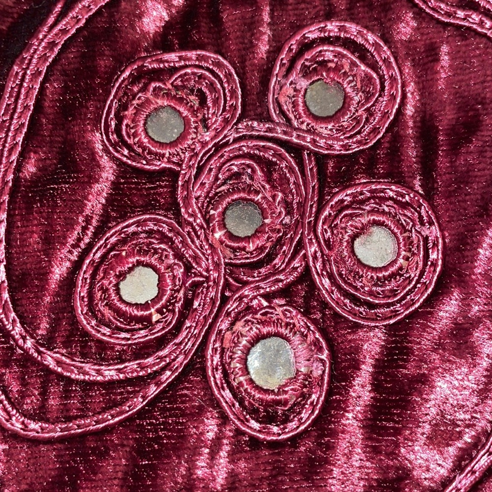 Asha Vintage Crushed Velvet Jacket Embroidered Mirrored Size Small Medium - Picture 6 of 12